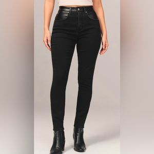 Abercrombie & Fitch Curve Love Mixed Fabric High Rise Super Skinny Ankle Jeans